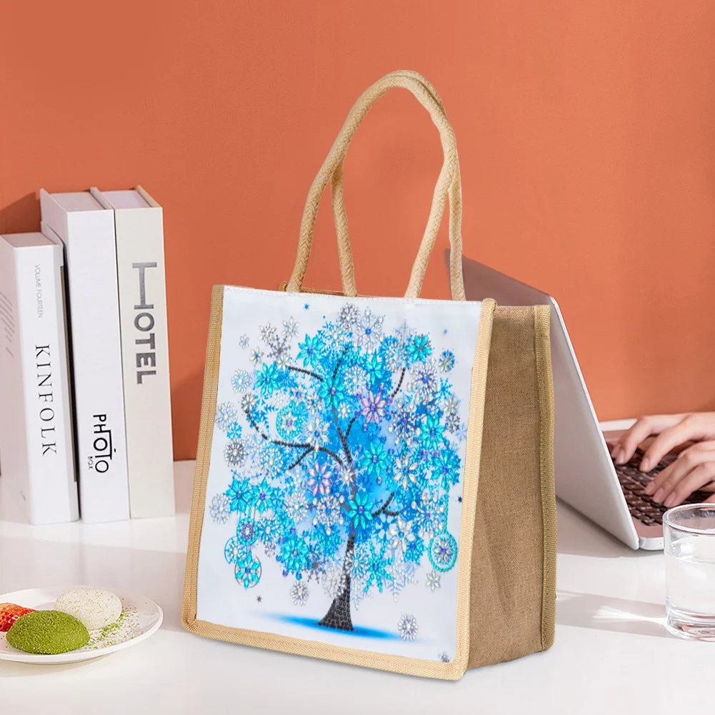 5D Diamond Painting Handbag DIY Winter Linen Shopping Storage Bags