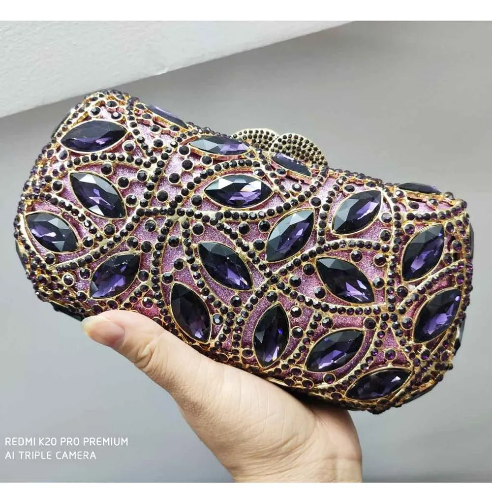 Luxury Fashion emerald Crystal Evening Bags for Big Stone purple diamante Clutch Bags Party Wedding Bridal Purse Handbags SM15