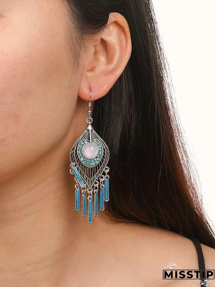 Geometric Tassel Drop Earrings