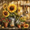 Sunflower Watering Can-11CT Stamped Cross Stitch 40*40cm/15.75*15.75in tapestrymarket