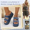 Gioiacombo&trade; Pantofole con zeppa con suola spessa in denim alla moda da donna