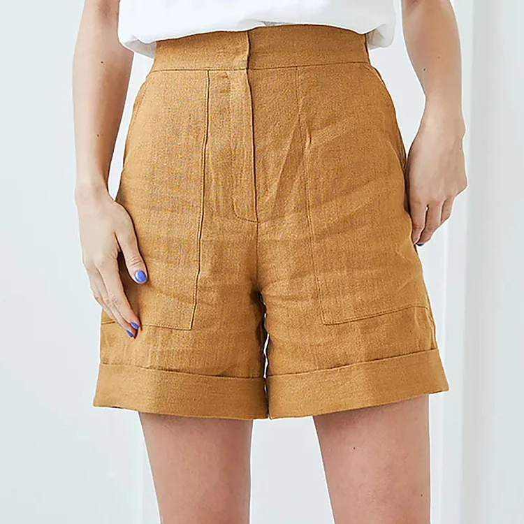 Loose Linen Blend Fly A Line Casual Shorts