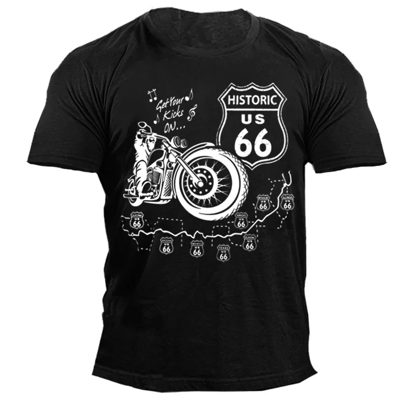 Route 66 Historic Highway Legend Motor And Rock Men Cotton T-shirt