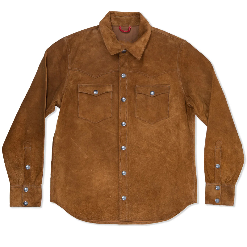 Men's Classic Suede Lapel Single Breasted Shirt