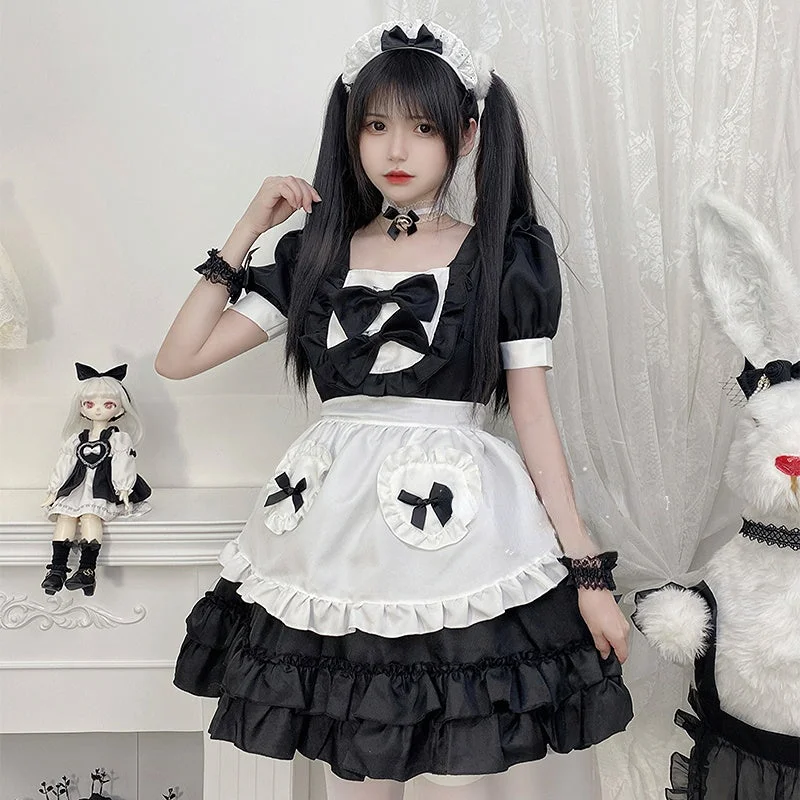 2 Colors Sweet Bows Maid Dress ON645
