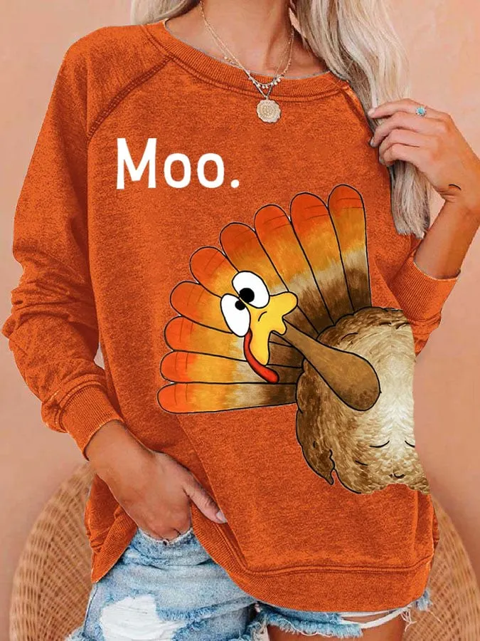 Women's Thanksgiving Printed Long Sleeve Sweatshirt 