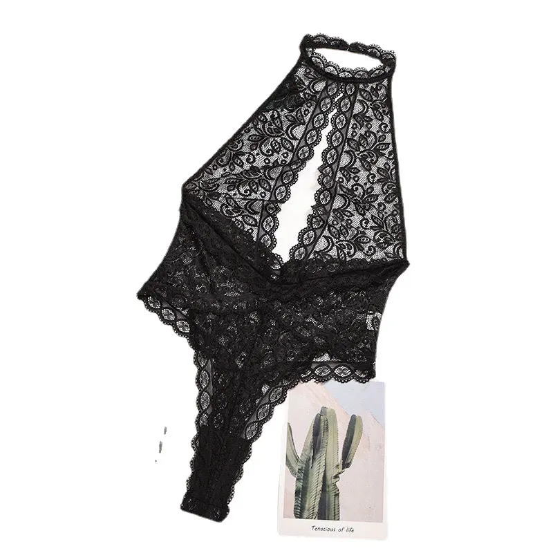 Churchf 2020 Explosion Of New Sexy Fashion Lingerie Lace Hollow Perspective V Collared Back Conjoined