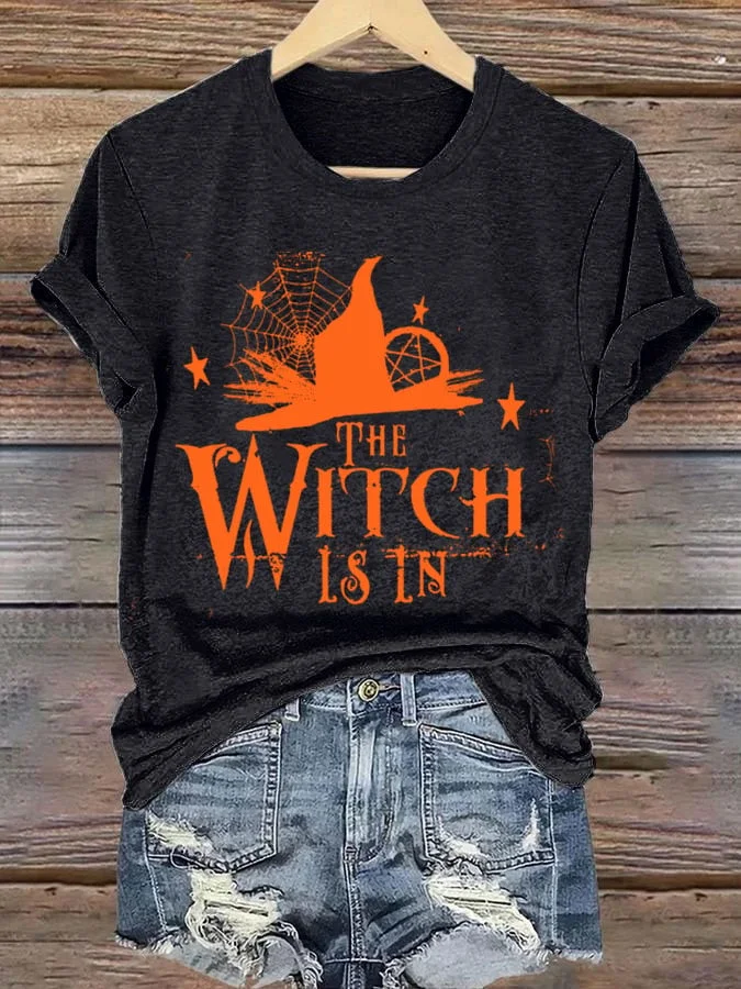 Women's Halloween Witch Print Casual T-Shirt