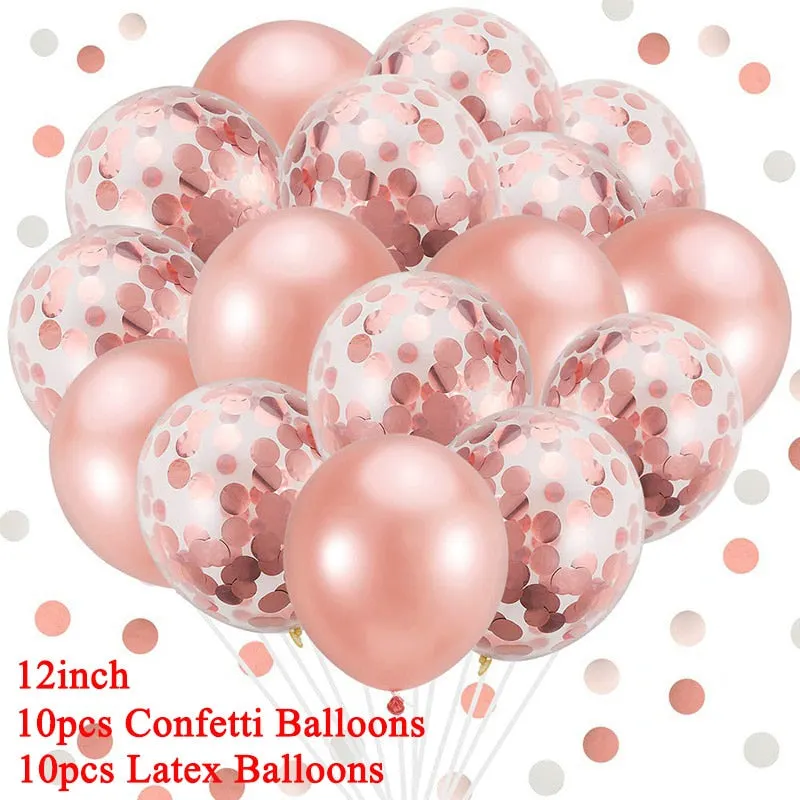Rose Gold Number Foil Balloon Party Decorations Wedding Happy Birthday Party Kids Baby Shower Boy Girl Decor First 1st Supplies