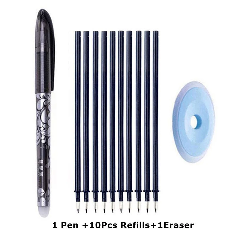 Erasable Pen Refills Rod Set 0.5mm Needle/0.7mm Bullet tip Washable Handle Erasable Ballpoint Pen for School Pen Writing Tools