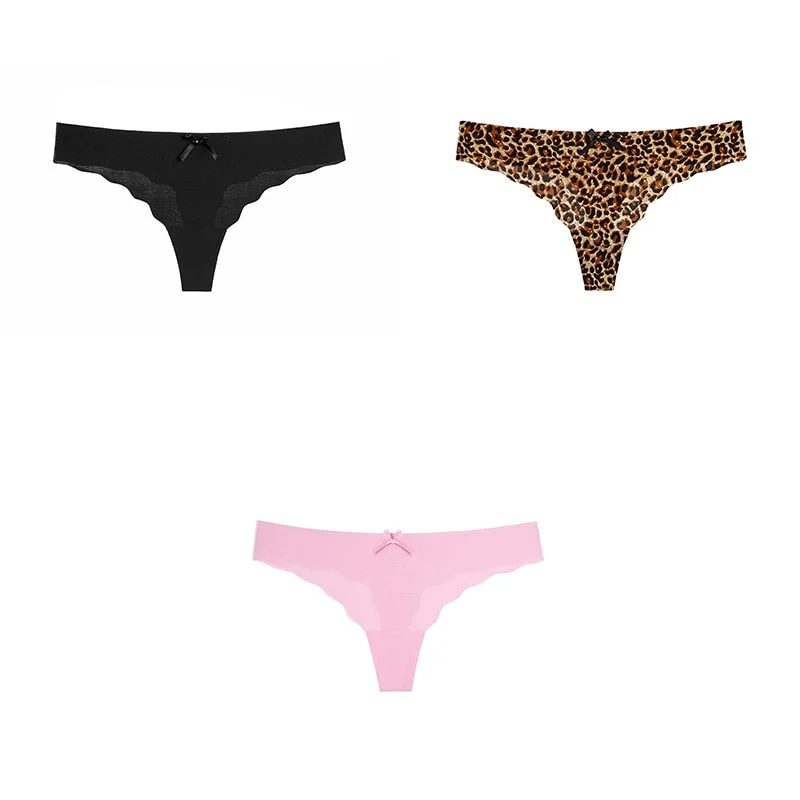 3 Pcs Sexy Lingerie Woman Underwear Seamless Sports Panties Female Thong G-string Thongs For Woman Underwear Ice Silk BANNIROU