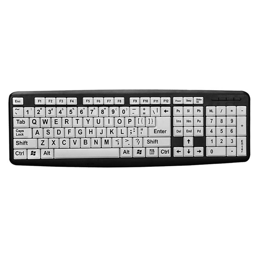 

104 Keys USB Wired Large Print White Keys Black Letter Keyboard for Elderly, 501 Original