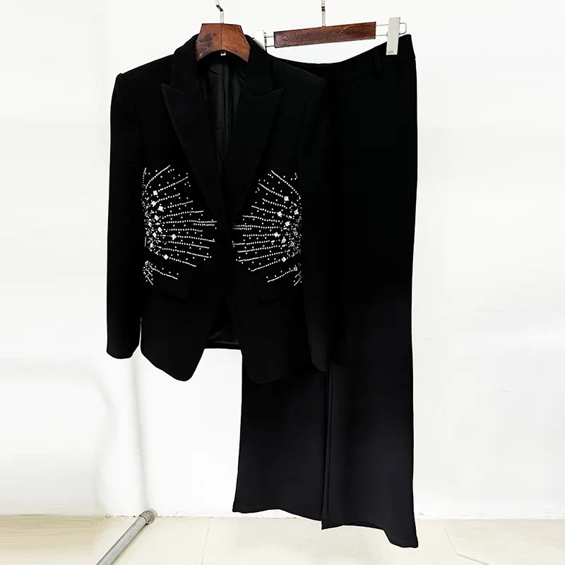 Nigikala Nigikala Star Fashion New Heavy Industry Nails Studded With A Buckle Suit Trousers Set Two Sets