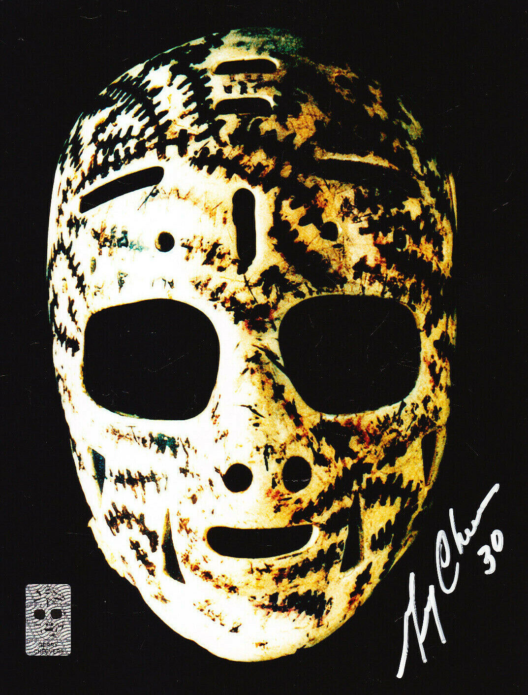 GERRY CHEEVERS MASK AUTOGRAPH SIGNED 8X10 Photo Poster painting BOSTON BRUINS COA HOLOGRAM