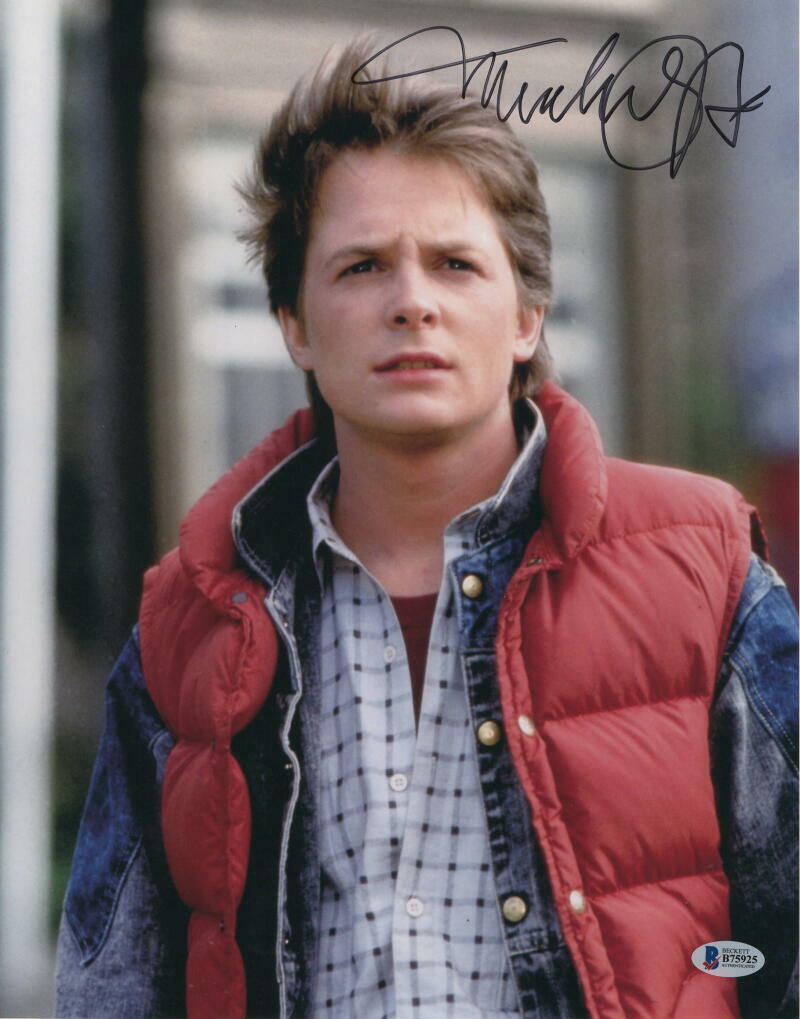 MICHAEL J FOX SIGNED AUTOGRAPH 11x14 Photo Poster painting - MARTY BACK TO THE FUTURE X BECKETT