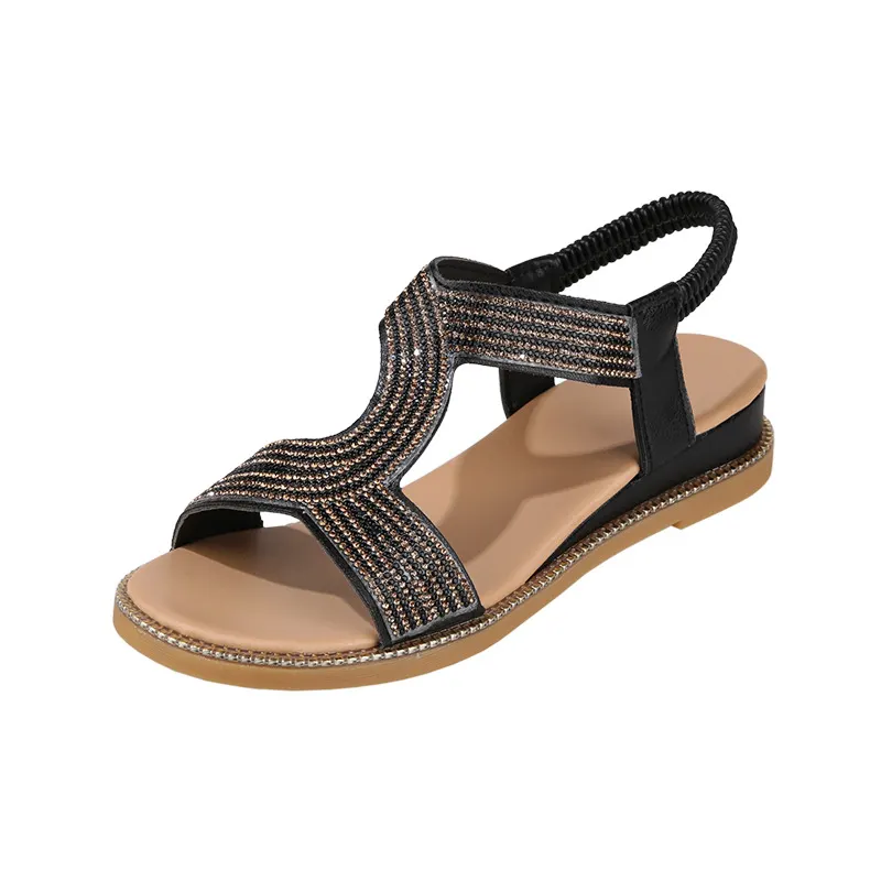 Churchf Churchf Women 2023 Summer Rhinestone Women's Shoes Women's Shoes Low Heel Women's Flat Sandals