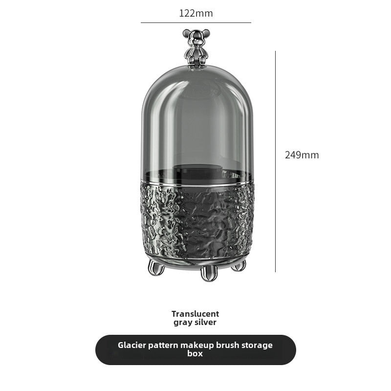 Glacier Pattern Rotatable Makeup Brush Tube Transparent Desktop Storage Bucket Dustproof Eyebrow Pencil With Lid Eye Shadow Pen Storage Tube