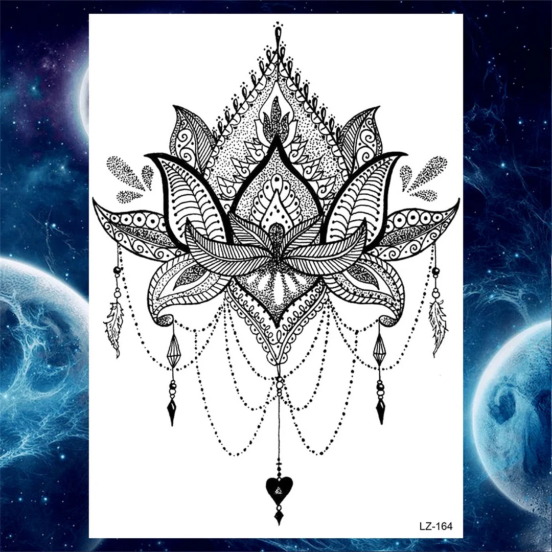 Large 3D Rose Flower Temporary Tattoos For Women Men Adults Death Skull Tattoo Sticker Peony Dahlia Black Fake Tatoos Forearm