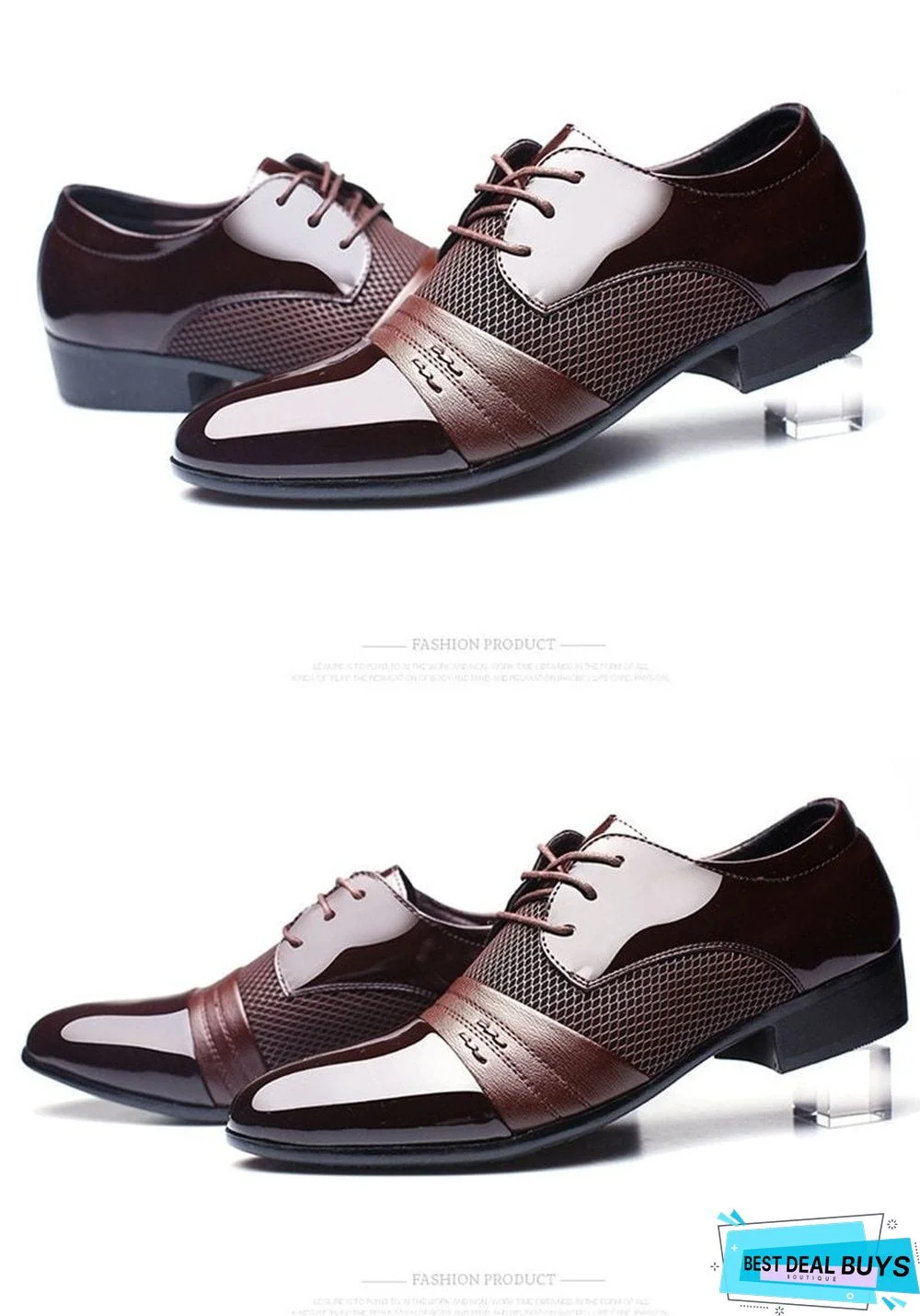 Men Leather Shoes Oxford Pu Leather Breathable Business Flat Shoes