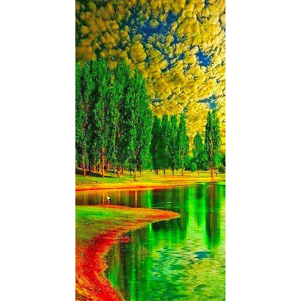 

Green Water Mountains - Round Drill Diamond Painting - 40*80CM (Big Size), 501 Original