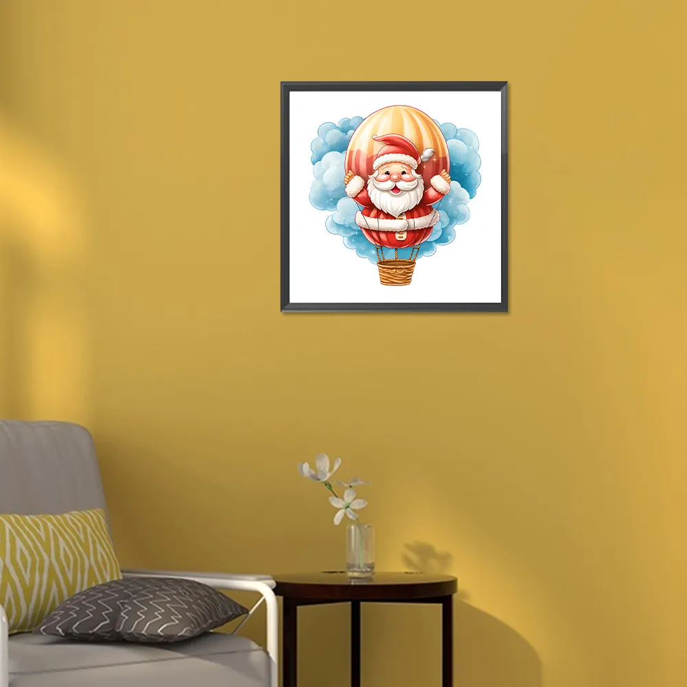 Full Round Diamond Painting 30*30cm - Hot Air Balloon Santa Claus