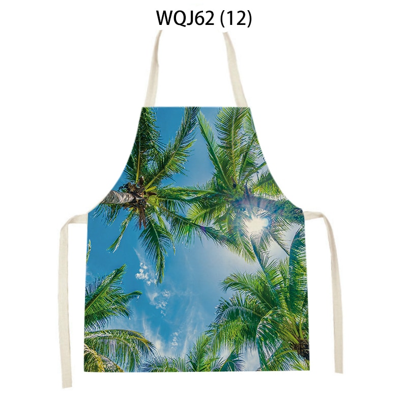 Linen Kitchen Apron - Waterfall beach scenery