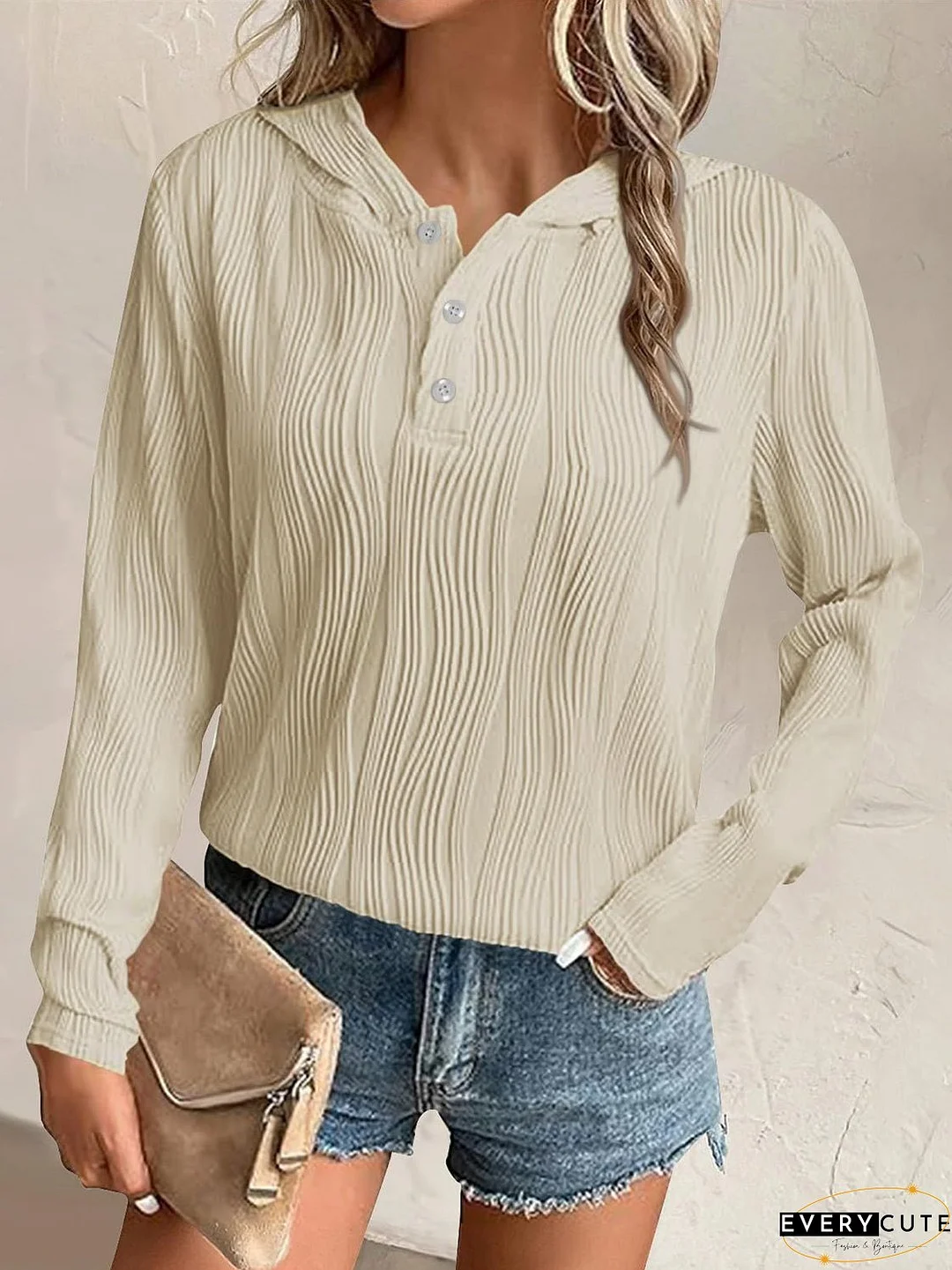 Textured Long Sleeve Hoodie
