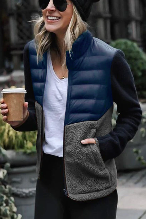In Fashion Patchwork Contrast Down Jacket