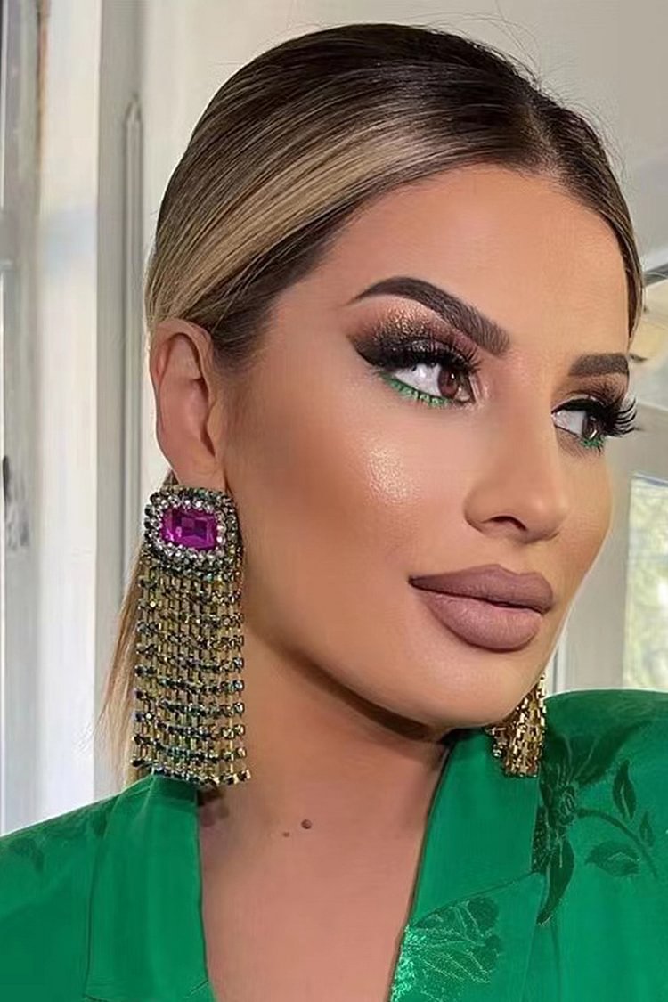 Fringe Rhinestone Alloy Earrings