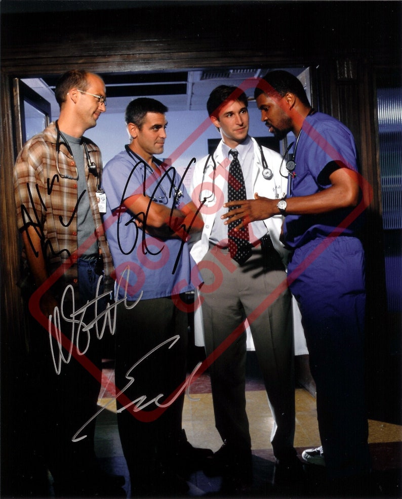 ER TV Show Cast Noah Wyle George Clooney -1990sVintage 8.5x11 Autographed Signed Reprint Photo Poster painting