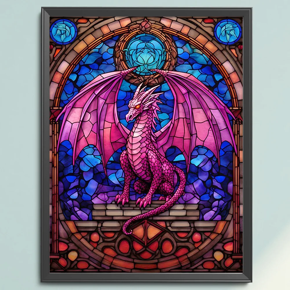 DIY Stamped Cross Stitch 14CT Full Embroidery 40*55cm - Glass Painting-Pterosaur