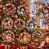 4PCS DIY Christmas Pearl Diamond Painting Acrylic Ornaments with Lights, Pearl & Special Shaped Diamond Wreath Hanging Decorations,Christmas Tree Ornament Kit