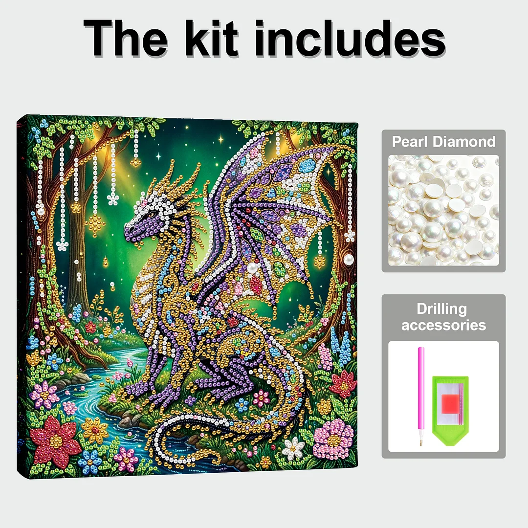 Forest Dragon - DIY Pearl Diamond Art Kit With Frame 25*25cm
