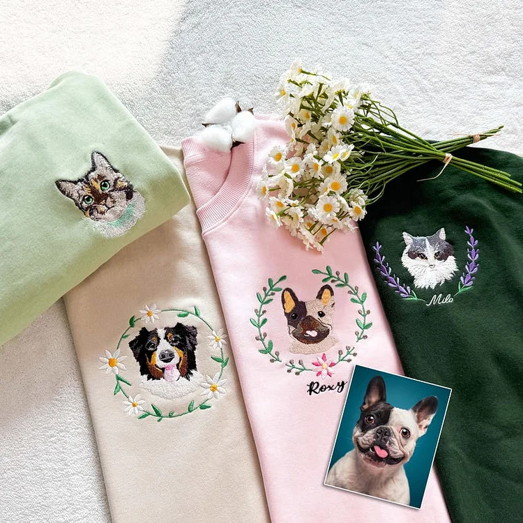 Custom Embroidered Pet Unisex Sweater From Pet&lsquo;s Photo and Name