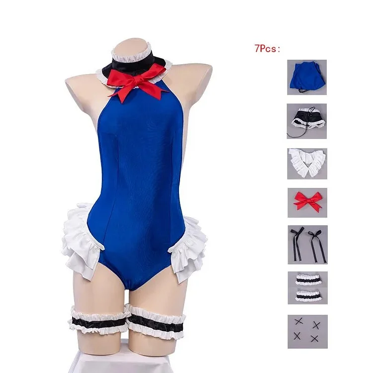 【Wetrose】Marie Rose Azur Lane Cosplay Costume Swimsuit Devilish Servant Against The Splashing Waves Wig Full Set