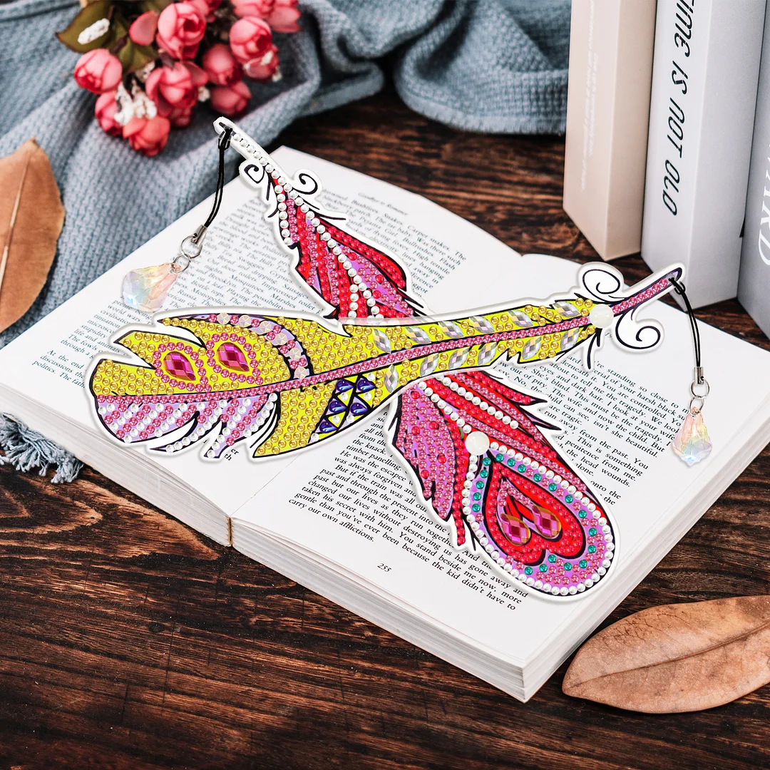 6pcs/set DIY Special Shaped Diamond Painting Bookmark | Feather(Single Side)