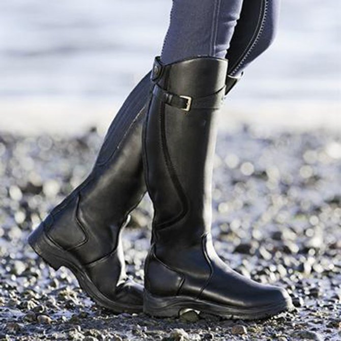 Women Leather Low Heel Daily Boots Zaesvini