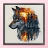 (US Only)Wolf Printed Cross Stitch Kit 45x45cm DIY 14CT Thread Art Needlework Home Decor