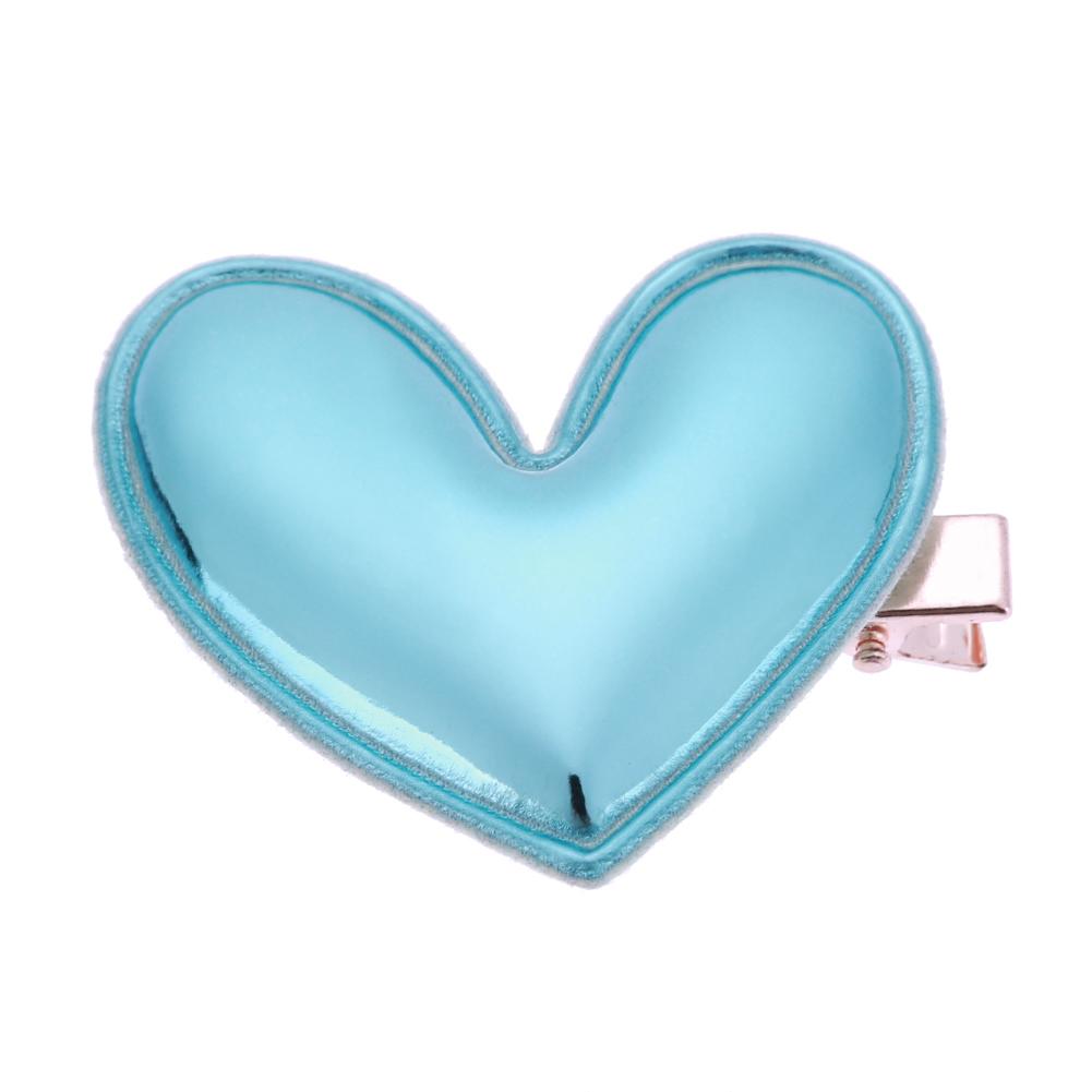 

Cute PU Leather Heart-shaped Hairpins Girl Princess Hairclip Party Headwear, Blue, 501 Original