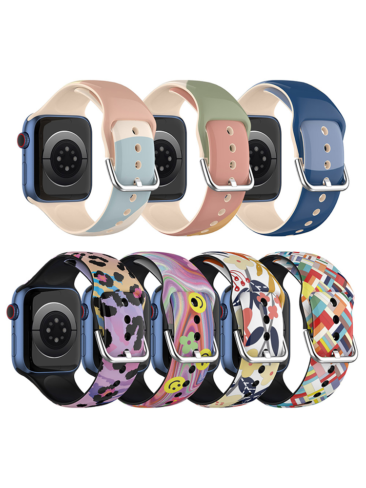 

Silicone Smart Watch Strap for Apple iWatch 1/2/3/4/5/6/7/SE 38/40/41mm, Morandi 2, 501 Original