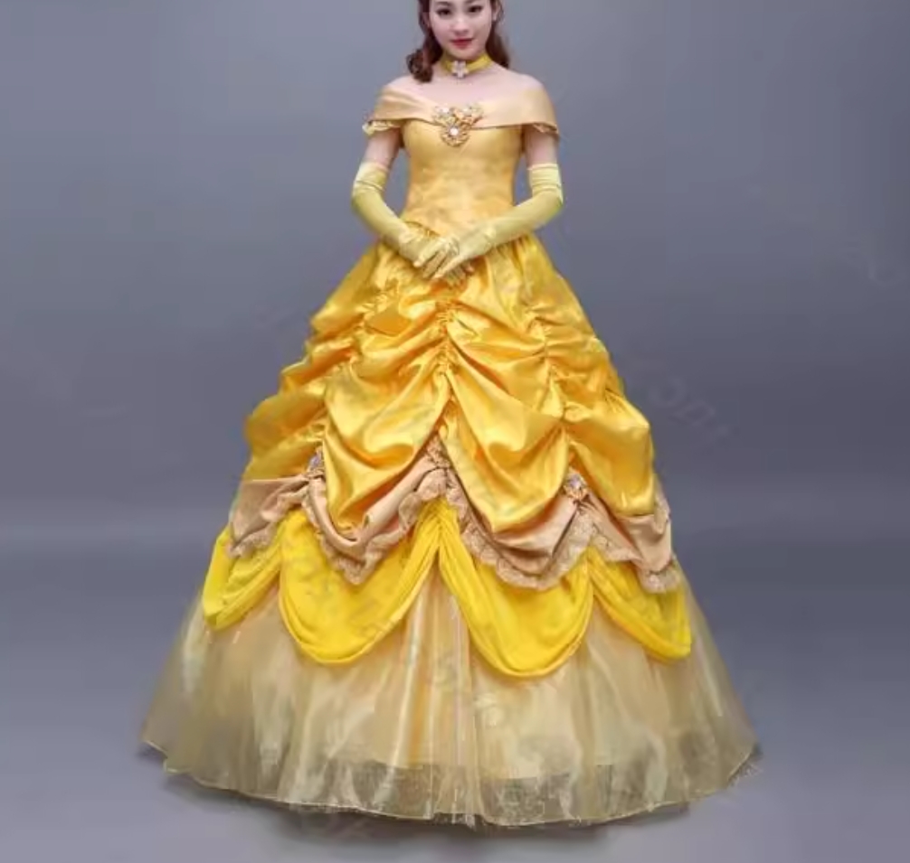 Adult Princess Belle Gown Beauty and The Beast Yellow Dress