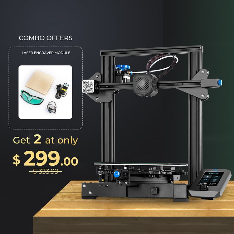 Ender-3 V2 3D Printer Combo with Laser Engraver Module Kit