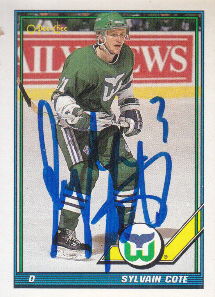 Sylvain Cote Autograph 91-92 OPC Whalers Card Capitals - Maple Leafs