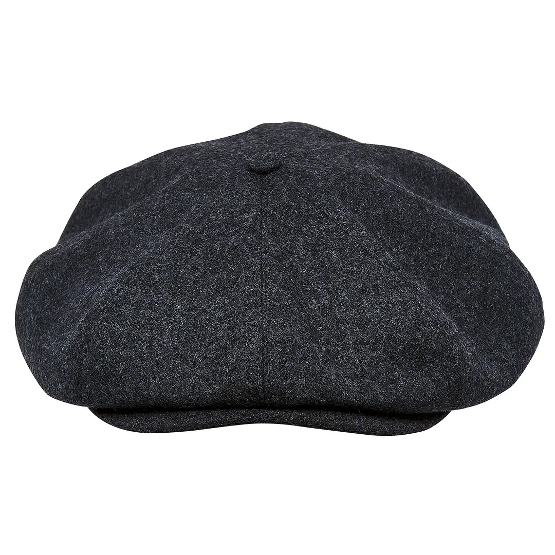 PEAKED CAPS Genuine Scottish Harris Tweed 8 Panels Man Cap Black Grey