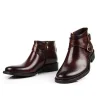 Stylish Mens Leather Dress Ankle Boots with Buckle