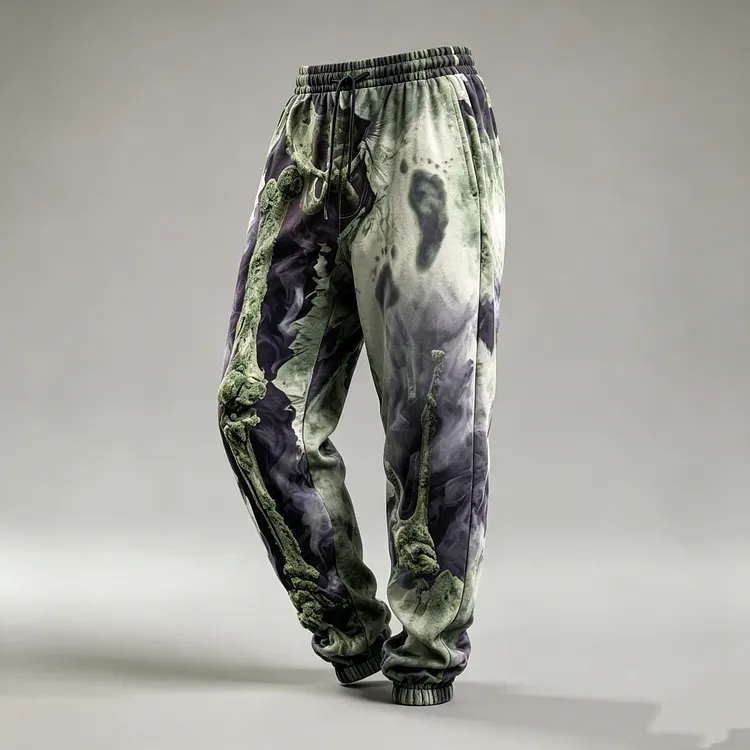 Men's Retro Halloween Optical Illusion Pattern Casual Sports Pants