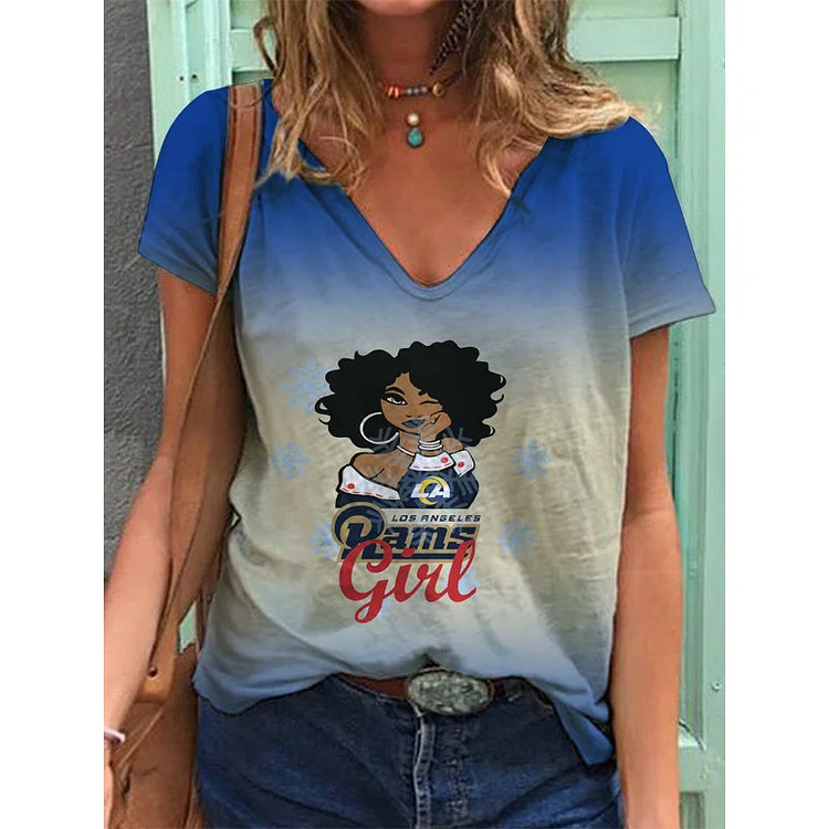 Los Angeles Rams Lightweight Short Sleeve V-Neck T-Shirt