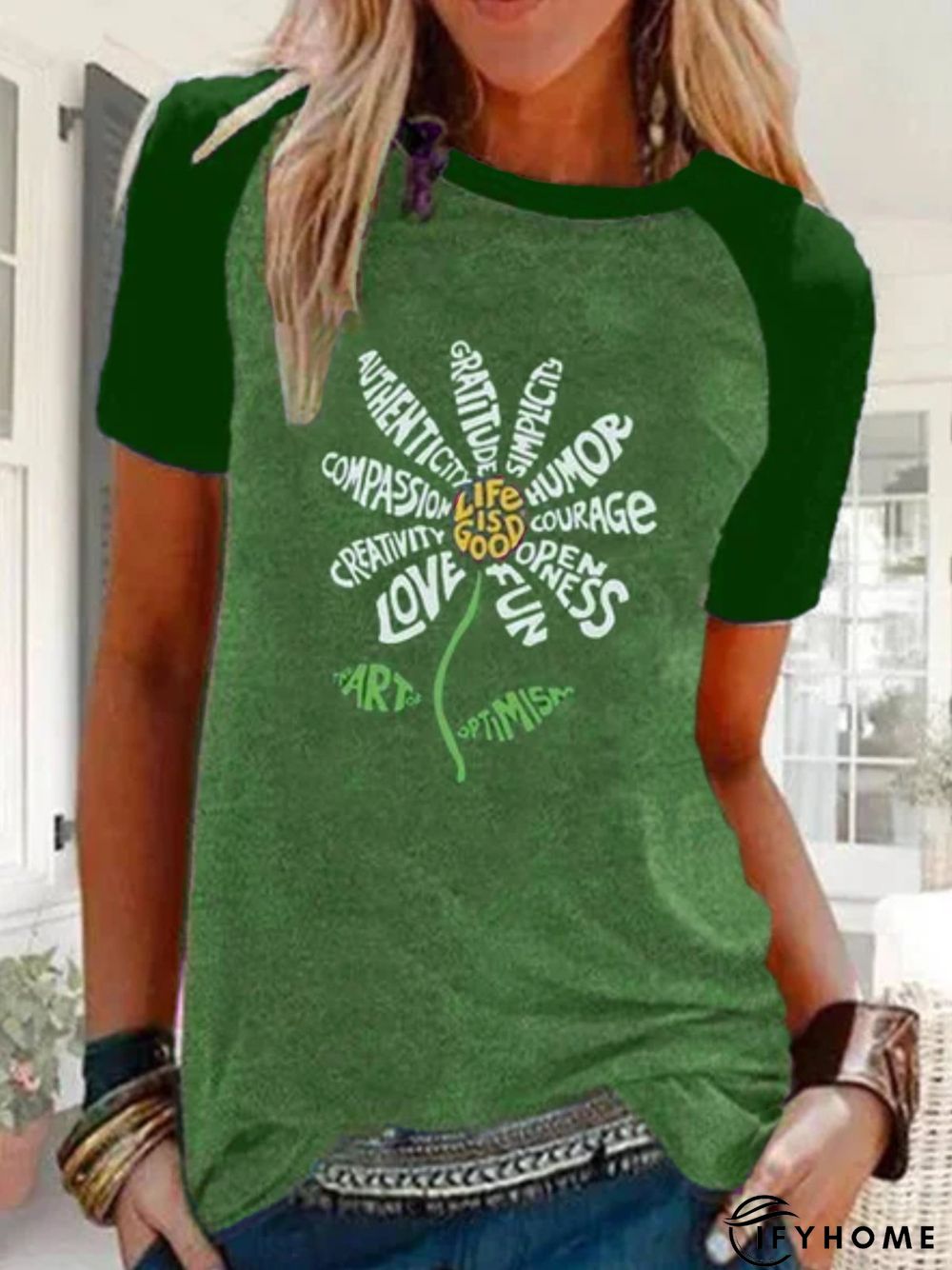 Plus Size Casual Short Sleeve Letter T-shirt | IFYHOME