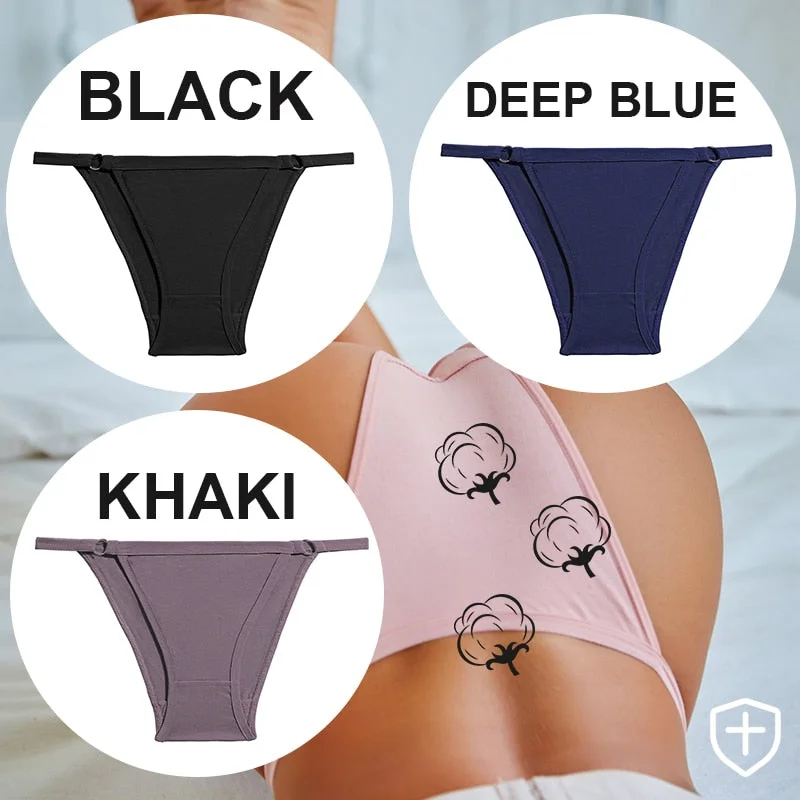 FINETOO 3PC/Set Women's Cotton Panties Underwear Metal Buckle Briefs M-2XL Female Underpant Low Waist Woman Sexy Panty Lingerie