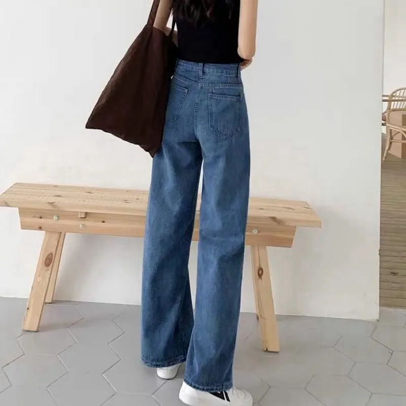 Women's High Waist Wide Leg Jeans, Loose Fit Straight Leg Denim Pants